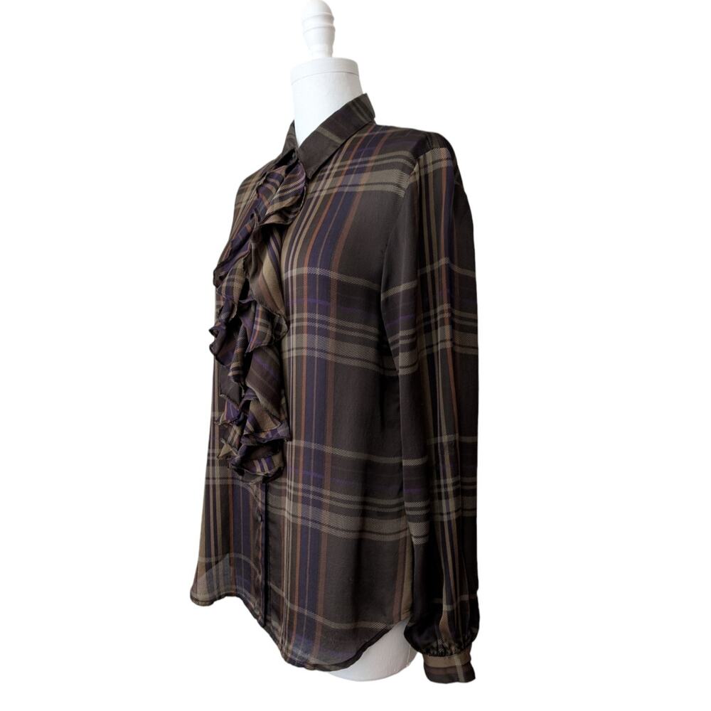 Lauren Ralph Lauren Vintage Silk Plaid Button Down Blouse - Picture 3 of 12
